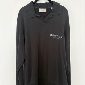 Fear of God Essentials Black Charcoal Long Sleeve Polo shirt